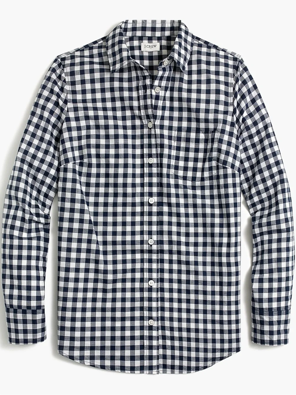 J. Crew Navy and White Gingham Button-Down Shirt in Signature Fit. 100% Cotton.
